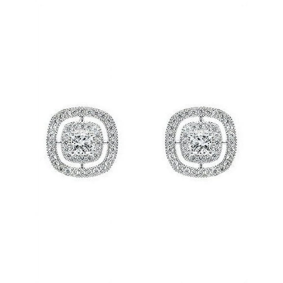 Cate & Chloe Noelle 18k White Gold Plated Halo Stud Earrings with simulated diamonds Gift for Women