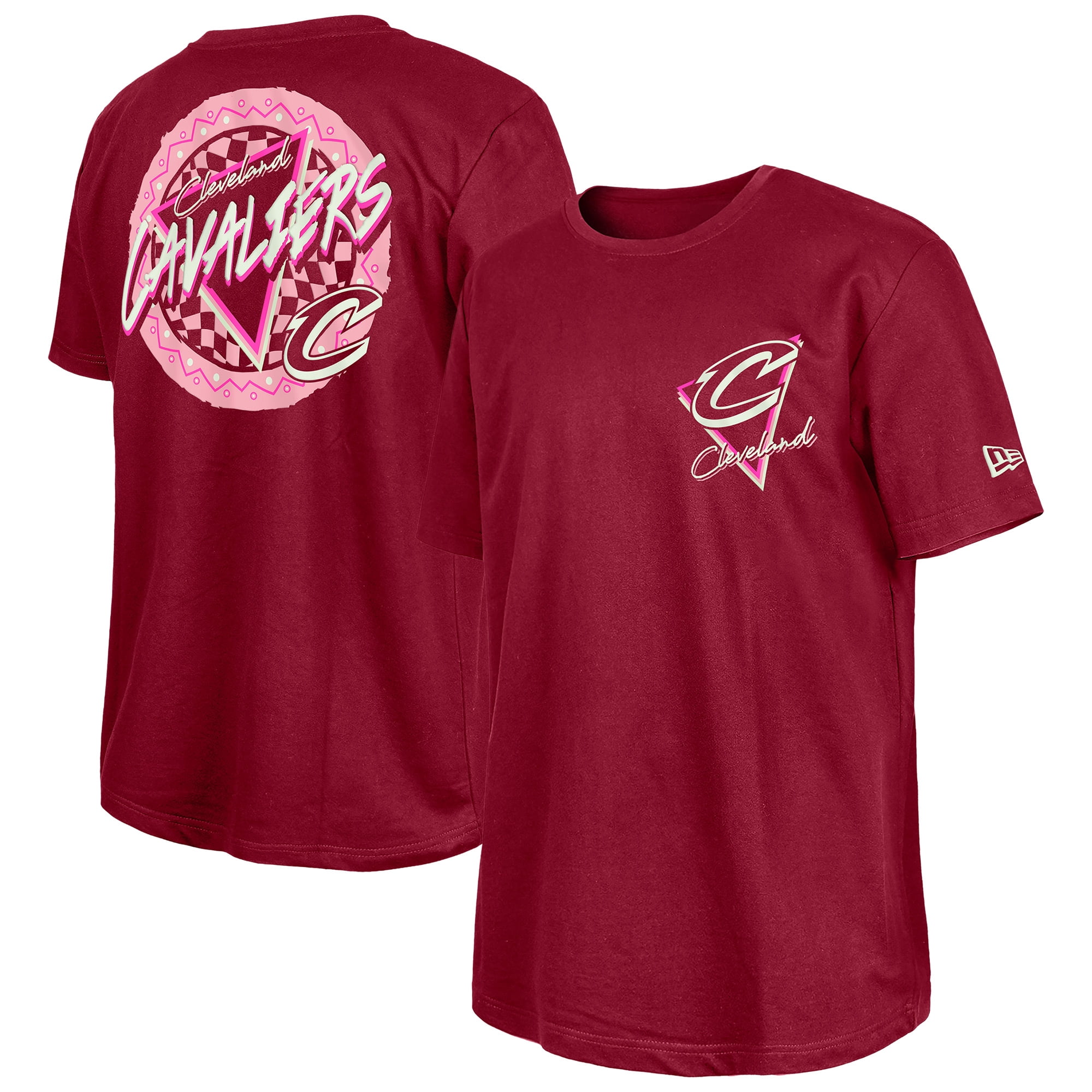 Men's-New Era Wine Cleveland Cavaliers Glow-in-the-Dark T-Shirt