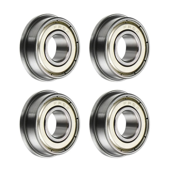 FR6ZZ Flanged Ball Bearing, 3/8" x 7/8" x 9/32" Chrome Steel Double Shielded ABEC1 Flange Bearings,4 Pack
