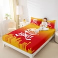 thumbnail image 4 of Homewish Est Hockey Sleep Bed Sheets for Child, Modern City Print King Sheets, Gold Red Sport Helmet Sheet Set, Lightweight Room Decor, 4 Pieces, 4 of 7
