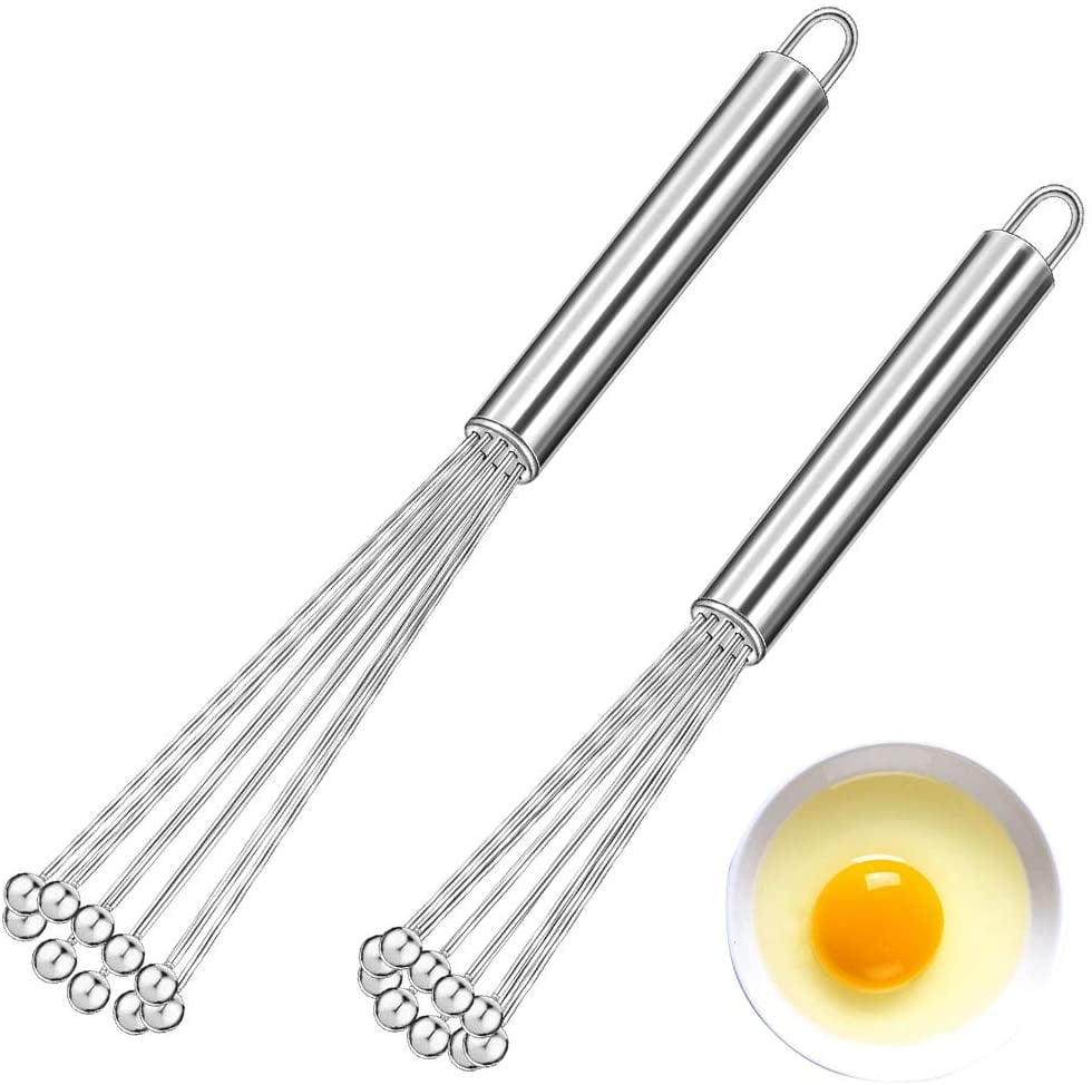 Anaeat Mini Wire Whisks, Set of 2 Portable Stainless Steel Kitchen Tiny  Whisk & Egg Beater with Thick Wire - Sturdy Small Mixing Balloon for  Cooking