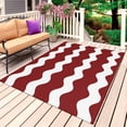 thumbnail image 4 of Outdoor Rug 3x5 ft Red and White Stripes Outdoor Large Area Rug Non Slip Rubber Sea Wave Front Door Mat RV Rug Camping Carpet Patio Outdoor Rugs for Backyard Balcony Deck Porch Indoor, 4 of 9