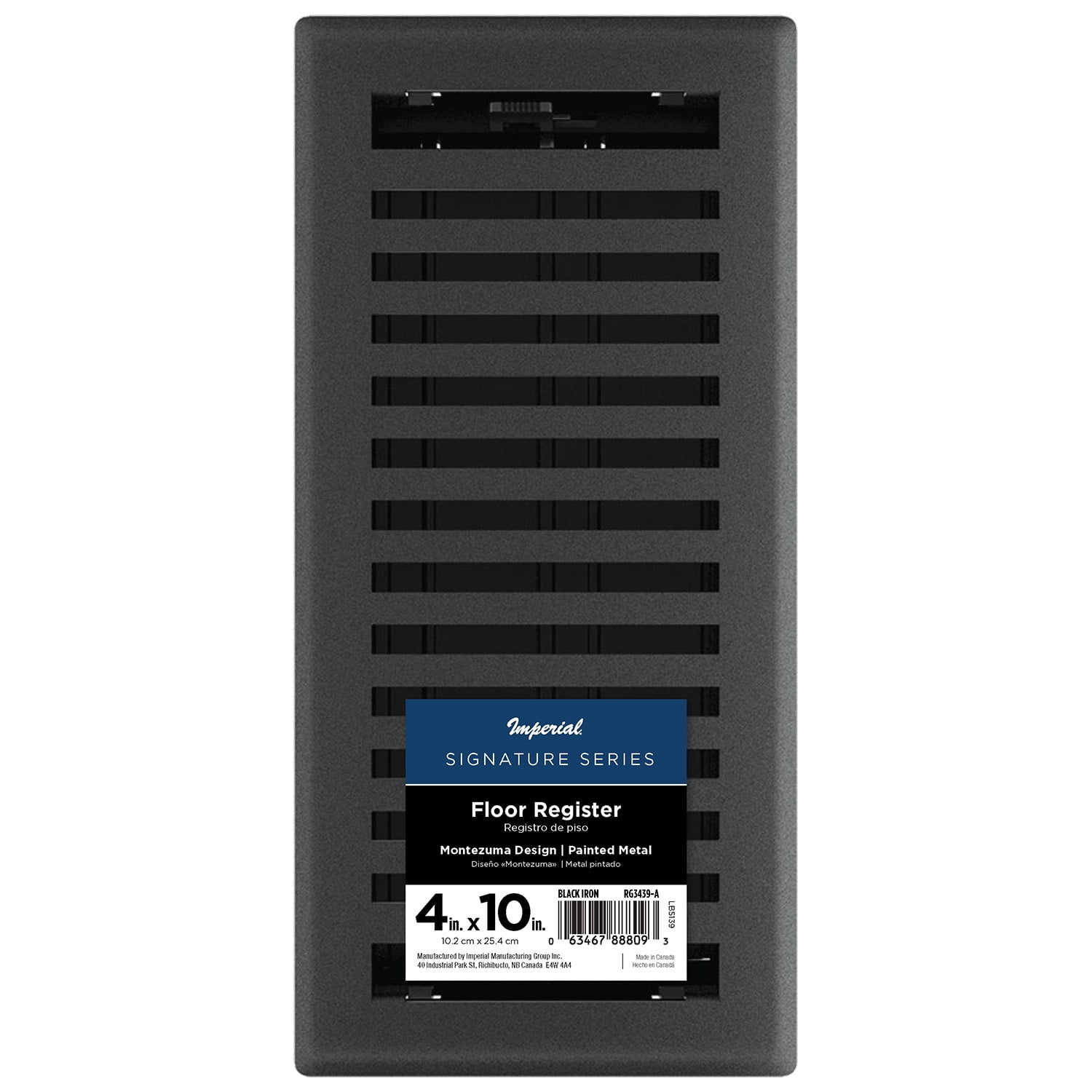 Imperial 4-inch x 10-inch Black Iron Montezuma Floor Register