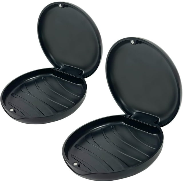 Maoerdental 2 Pack Orthodontic Retainer Case with Solid Color,Simple Aligner Case for Invisalign,Night Mouth Guard Case, Retainer Holder(Black)