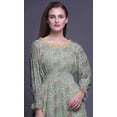 thumbnail image 5 of Bimba Robe Longue à Manches Longues Smockée à Fleurs pour Femmes, Col Rond, Volants, Maxi d'Été-Petite, 5 of 5