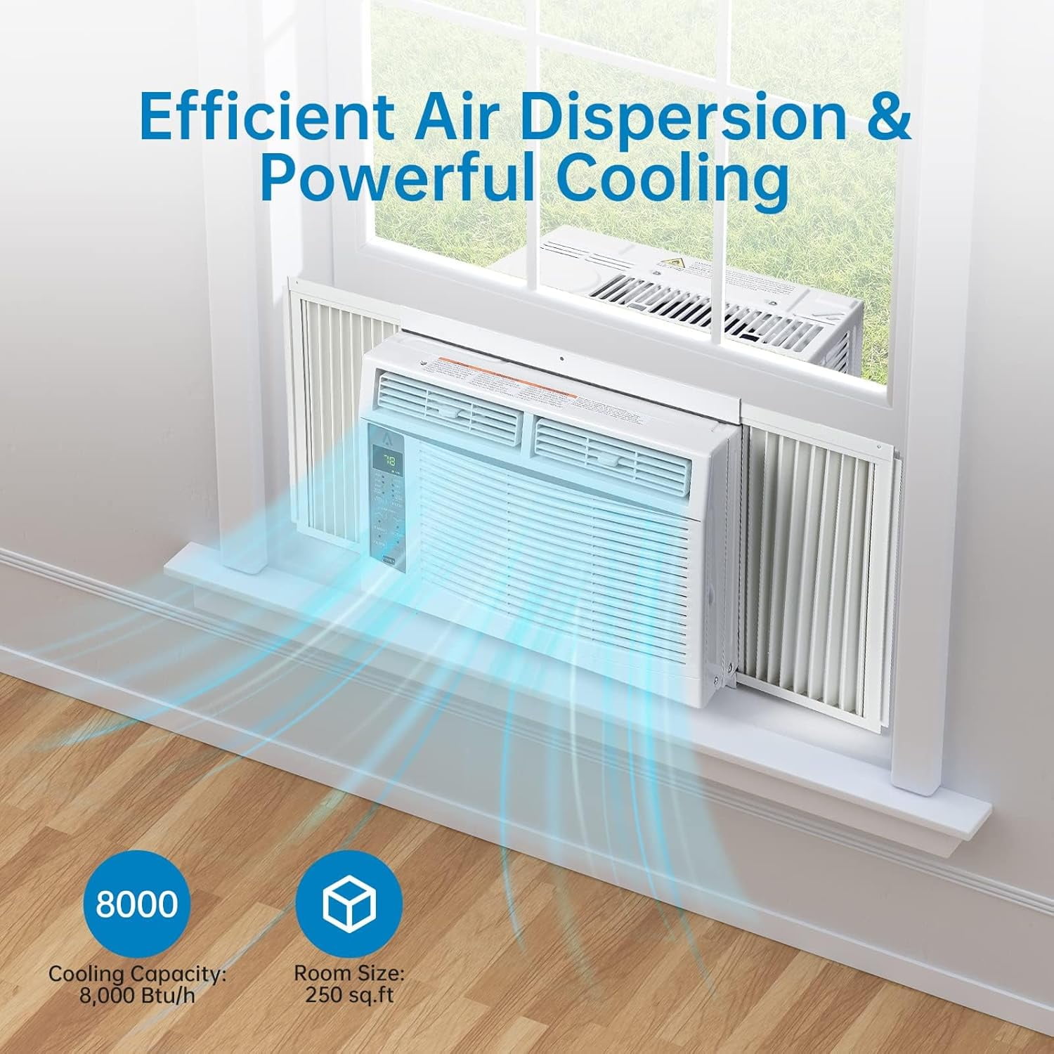 6000 BTU Window Air Conditioner, Smart WiFi & Remote Control, Quiet 50dB AC Unit for Rooms Up to 250 Sq. Ft., 24H Timer, Energy-Saving ECO & Sleep Mode, Easy Installation Kit Included, White