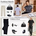thumbnail image 4 of Mens Short Sleeve Dress Shirts Black Oxford Solid Casual Button Dwon Collar Shirt with Pocket, 4 of 9