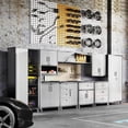 thumbnail image 4 of IKIMI 5-Piece Garage Storage Cabinet Set, Garage Storage Cabinets System Workshop Set with Drawers, 1 * Tall Tool Cabinets + 2 * Wall Garage Cabinets + 2 * Tool Cabinet with Wheels- Gray, 4 of 13