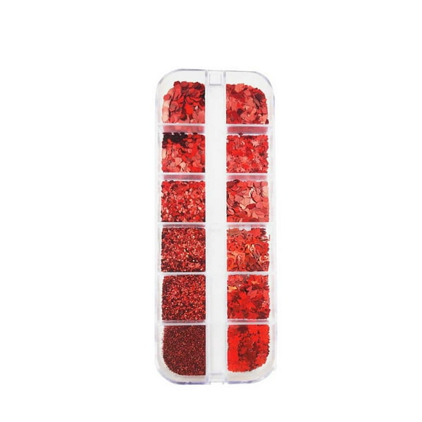 Guardurnaity Nail Wraps Sticker DIY Crafting Etiquetas de manicura ultrafinas Pulido de tamaño mixto Copos de brillo profesional de suministros Juegos de manicura cuatro Conjunto rojo Guardurnaity CE012446-04B