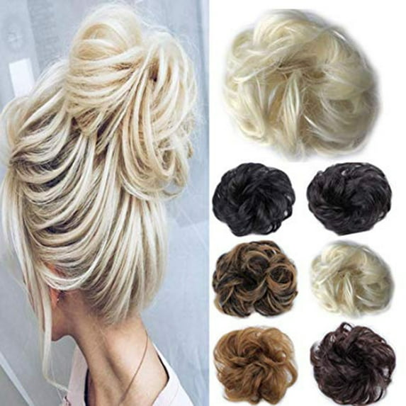 Messy Bun Hair Piece Scrunchie Elastic Wrap Updo Curly Fake Bun Ponytail Chignon Lightweigh Hair Bun Extensions