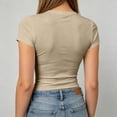 thumbnail image 7 of Women's Crew Neck Short Sleeve Fitted Shirts Basic Stretchy T-Shirt Summer Workout Casual Tops Complexion S, 7 of 7