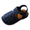 thumbnail image 5 of Toddler Girl Gladiator Strappy Sandals Kids Summer Open Toe Adjustable Ankle Strap Outfoor Lightweight Soft Sole Flat Shoes Black 6.5 Toddler, 5 of 5