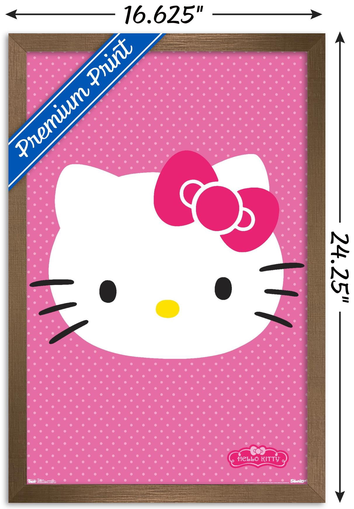 Hello Kitty - Face Wall Poster, 14.725" x 22.375", Framed