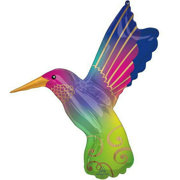 Anagram 36" Satin Infused Hummingbird Foil Balloon, Multicolor