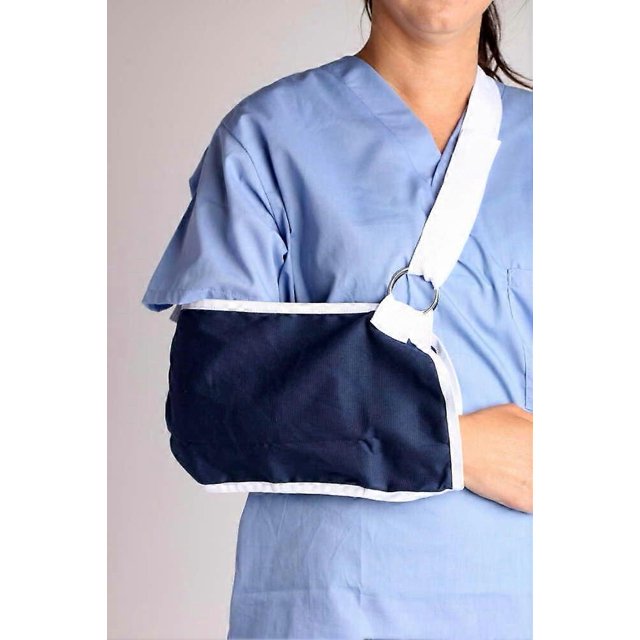 Cabestrillo para brazo, mediano, estilo sobre, correa de hombro ancha ajustable con gancho y