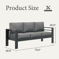 thumbnail image 4 of LayinSun Aluminum Outdoor Patio Metal Couch, 3-Seat Sofa Chair with Cushions, 4 of 8
