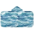 thumbnail image 5 of Yayeee Kids Hooded Towel with Hand Pockets Beach Soft Absorbent Bath Wrap 50 x 23.5 inch, Green Watercolor Ocean Waves, 5 of 5