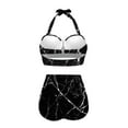 thumbnail image 4 of Suhoaziia Marble Stripe Tankinis for Women with Tummy Control Breathable 2 Pcs String Sexy Bathing Suit,Breathable Halter Ruched High Neck Halter Top and Bottom Set Size M, 4 of 6