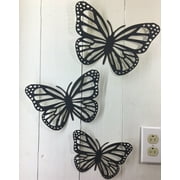 3 Butterflies - Large Butterfly Approx 11 x 8 inches - 5 Minute Install- Not Vinyl Decal or Peel Stick - 1/16 inch Thick matboard - Easily Tak-it-Up with Plasti-Tak provided Removable Paintable