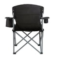 thumbnail image 2 of Camping Folding Chair for Adults, Portable Heavy Duty Outdoor Quad Lumbar Back Padded Arm Chairs with Side Pockets, Cup Holder and Cooler Bag for Beach, Lawn, Picnic, Fishing, Backpacking, Black, 2 of 9