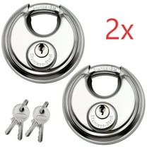 2 Round Lock Padlock Storage Unit Key Stainless Steel Cylinder Waterproof Silver