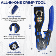 Professional RJ45 Pass-Through Crimp Tool Kit - All-in-One Network Repair Set for Cat5/Cat5e/Cat6 - Includes Tester, Stripper, Connectors