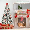 thumbnail image 3 of Costway 6ft Snow Flocked Hinged Christmas Tree w/Berries & Poinsettia Flowers, 3 of 9