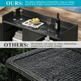 thumbnail image 4 of Harper & Bright Designs Wicker Outdoor Island with Tempered Glass Desktop, Weather-proof Rattan Bar Table with Storage Cabinet and Adjustable Shelf & Drawer, Black Brown, 4 of 13