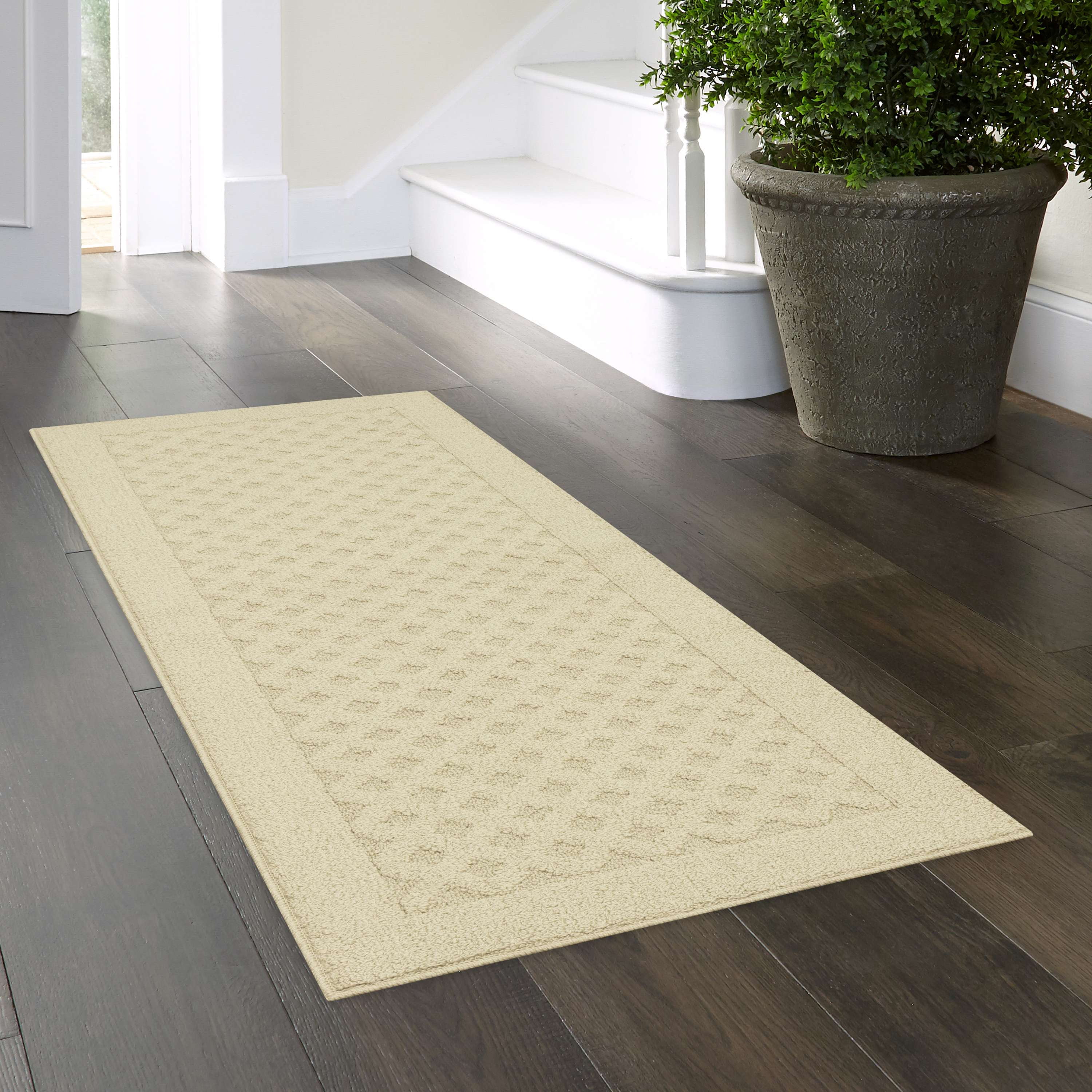 Mainstays Dylan Solid Diamond Olefin Beige Indoor Runner Rug, 1'9"x5'