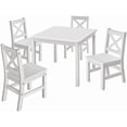 thumbnail image 6 of eHemco Solid Hard Wood Kids Table and X-Back Chairs Set (4 Chairs Included), White, 5 Piece Set, 6 of 6