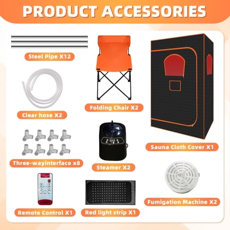 Onail Upgraded Version Portable Sauna Tent for Home Full Body Double Sauna Steam at Home Spa with 3L 1200W Steam Generator 10-99 Minute Timer Foldable Chair Remote Control Sauna Box