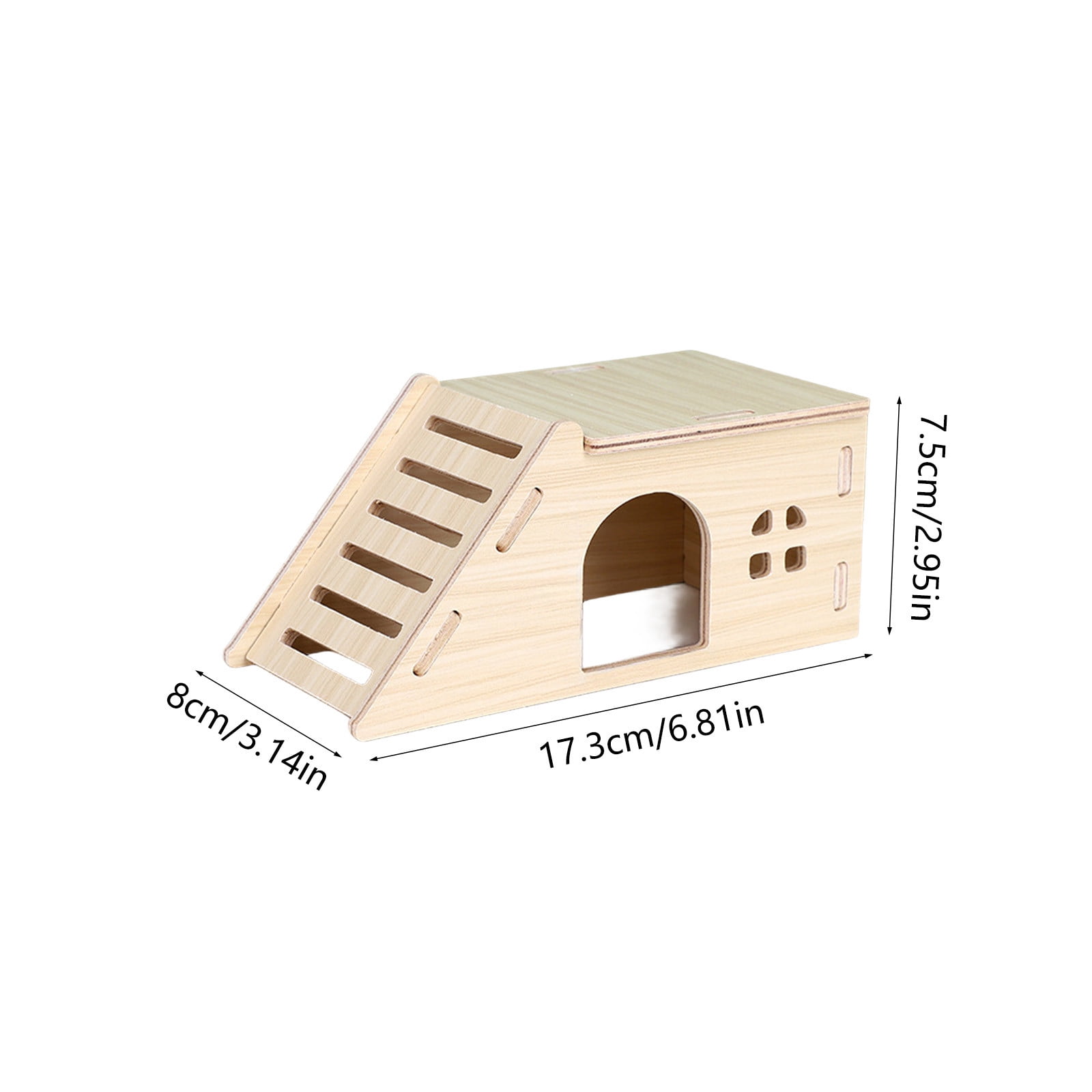 Nebwoak Natural Wood Hamster Hideout, Small Animal Chew Proof Teeth Grinding Bed for Gerbils, Solid Safe Hide House for Cage Sleeping