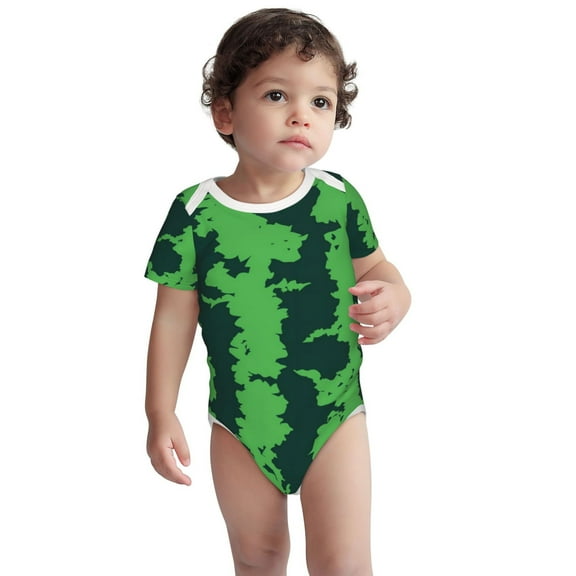 Kdxio Green Stripes Of Watermelon Pattern Unisex Baby Cotton Short Sleeve Bodysuits-3 Months