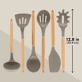 thumbnail image 4 of 7-Piece Silicone and Bamboo Kitchen Utensils Set with Holder for Cooking, Virtually Non-Stick, with Ladle, Slotted Turner, Slotted Spoon, Serving Spoon, Pasta Server, Spatula, Scratch-Resistant, 4 of 8