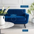 thumbnail image 3 of Tufted Loveseat Sofa, Velvet, Blue Navy, Modern Contemporary Urban Design, Living Lounge Room Hotel Lobby Hospitality, 3 of 7
