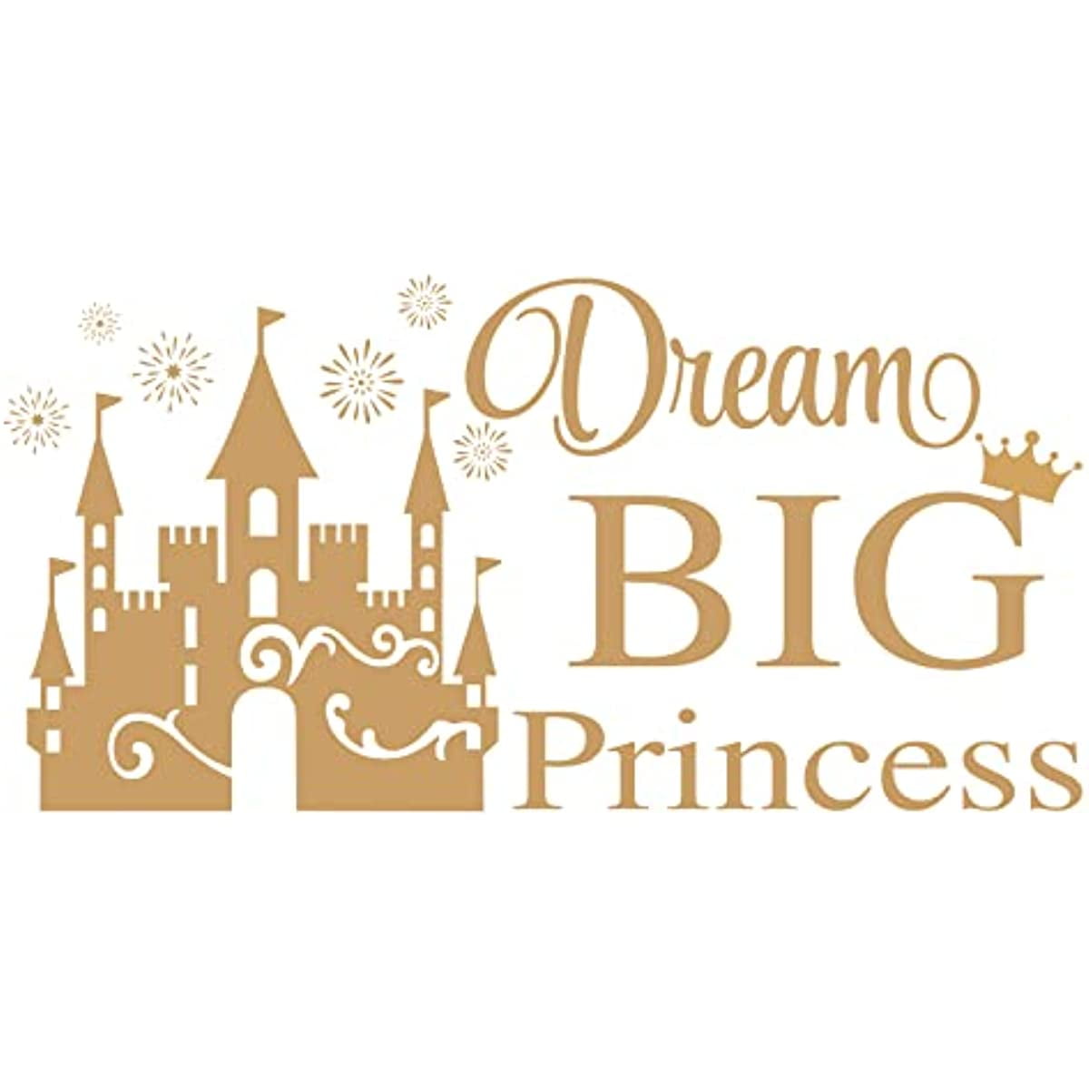 Gold PVC Wall Sticker Art Word Dream Big Princess Wall Decal Dreamy Castle Pattern Vinyl Wall