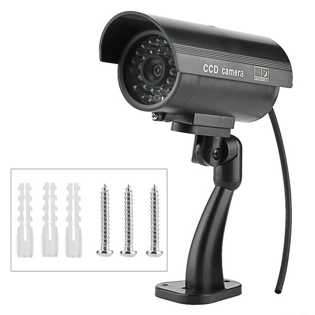 Cámara de vigilancia falsa simulada tipo bala, cámara de seguridad falsa LED intermitente para interior y exterior