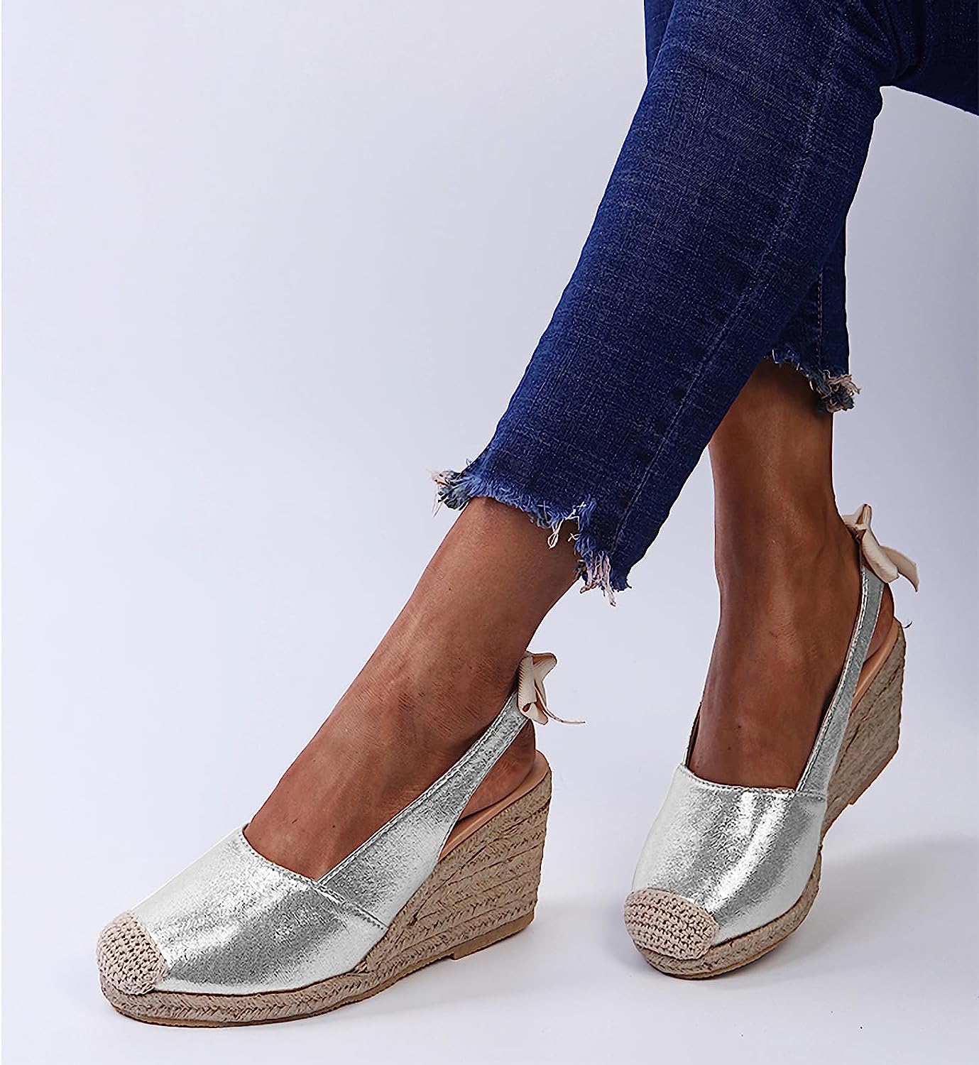 Stylish Espadrilles Wedge for Women, 3.1 inch Metallic Gold Stylish Espadrilles Wedge for Women, 3.1 inch Metallic Gold