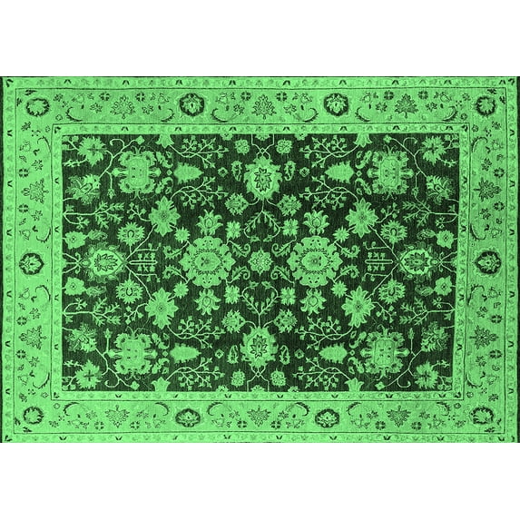Ahgly Company Indoor Rectangle Oriental Emerald Green Traditional Area Rugs, 8' x 10'
