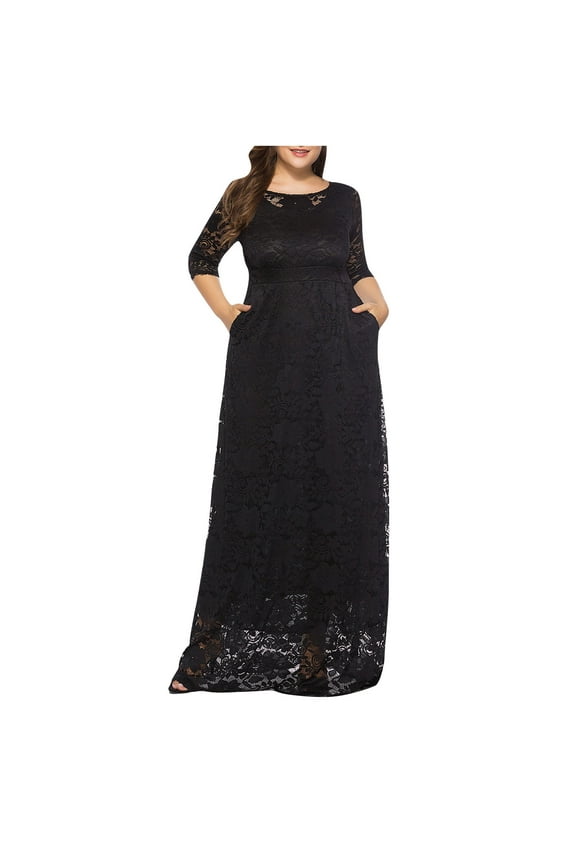 Women's Basic Versatile Stretchy Flared Casual Mini Skater Skirt Women's Fashion Large Size Hollow Lace Pocket Dress Evening Dress Long Skirt