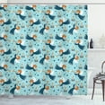 thumbnail image 1 of Ambesonne Holiday Theme Shower Curtain, Xmas Lady Trumpet, 69"Wx84"L, Pale Blue Orange, 1 of 3