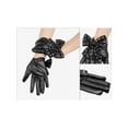 thumbnail image 3 of Guantes de cuero sintético para mujer Inspire Chic, guantes de longitud de muñeca punk gótica con lazo con tachuelas, talla única, dedos completos, negro, 3 of 6