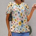 thumbnail image 6 of Floral Colorful Flower Women's Short Sleeve T-Shirt Crew Neck Casual Summer Trendy Loose Fit Tops, 6 of 6