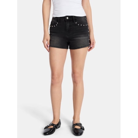Madden NYC Women’s Studded Denim Shorts, Sizes 00-18