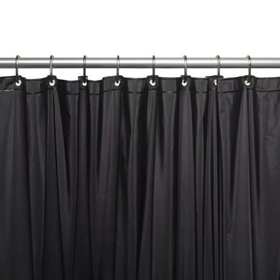 1 Black Heavy Duty Magnetized Shower Curtain Liner Waterproof Vinyl 70"X72" New