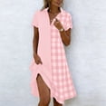 thumbnail image 2 of Karymi Womens Summer Dresses Collared Casual Mid-Length Plaid Print A-Line Leisure Loose Comfy Dress Figure Friendly Patchwork Dresses Summer Comfy Women Dresses 2026, 2 of 6