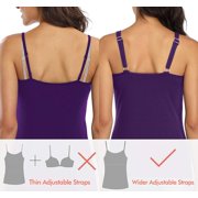 Women's Camisole Cotton Tank Top with Shelf Bra Adjustable Wide Strap Basic Undershirt