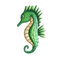 SDJMa Metal Seahorse Wall Art Decor Hanging Vivid Colorful Hippocampus Nautical Theme Garden Decorations Outdoor Or Indoor 13”x 5”