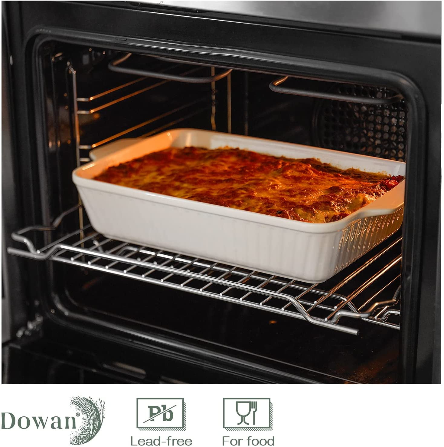 DOWAN Casserole Dish, 9x13 Ceramic Baking Dish, Large Lasagna Pan Deep for  Oven, 4.2 Quarts Baking Pan with Handles, Oven Safe and Durable Bakeware