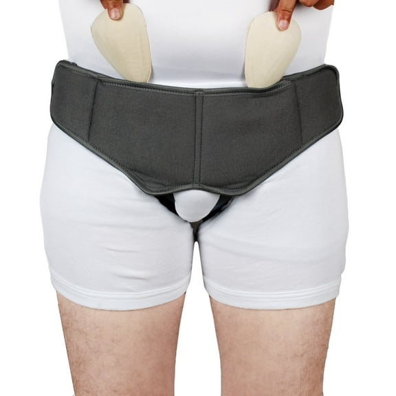 Hernia Belt for Men Hernia Support Truss for Single/Double Inguinal or Sports Hernia, Adjustable Waist Strap with 2 Removable Compression Pads Breathable Material (GREY) (Small(28" - 32")